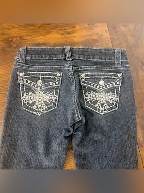 Jz Premium Women's Charcoal Embellished Pocket Jeans Size 1 SKU E103